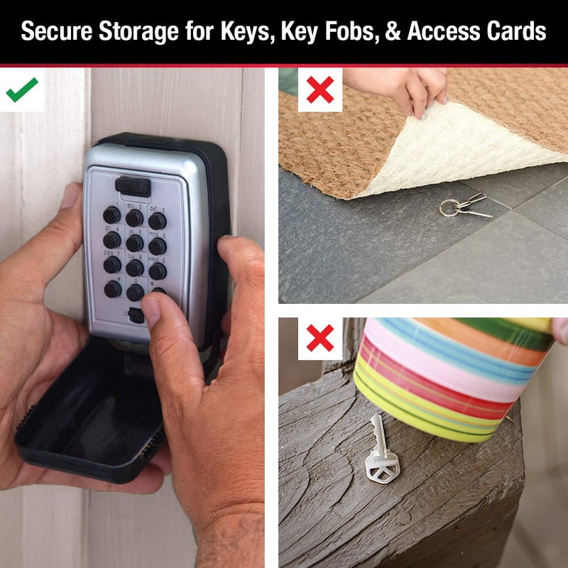 Master Lock Wall Mount Key Lock Box with Push Button for House Keys, Outdoor Safe with Combination Lock, 5 Key Capacity, 5423EC , Black - Image 3